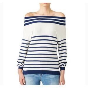 Fuzzi Striped Off Shoulder Sweater Size Small